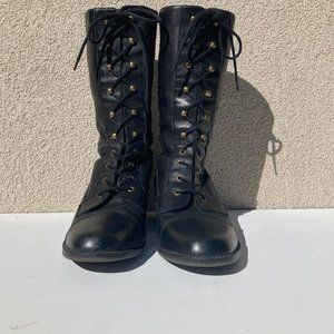 Classic Enzo Angiolini Tartan-2 black lace up boots